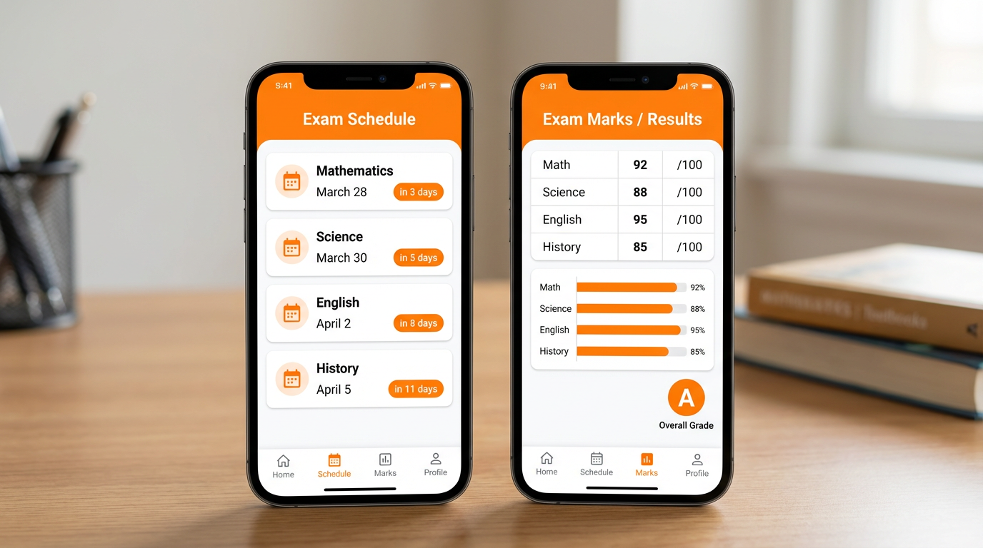 Exam Schedule & Exam Marks App Screen